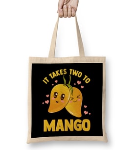 It Takes Two To Mango Funny Fruit Tango Food Pun Bez Çanta Uzun Saplı