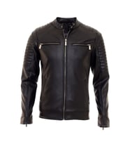 Erkek Siyah İç Cepli Slim Fit Deri Ceket