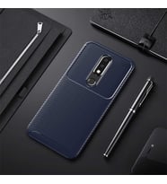 Nokia 5.1 Plus Kılıf Karbon Silikon Case (Lacivert)