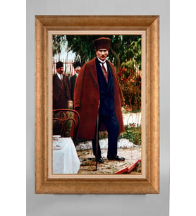Altın Varaklı Paspartulu Çerçeveli Atatürk Tablo sd668