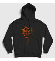 Presmono Unisex Beyaz Tree Leaves Fox Tilki Kapüşonlu Sweatshirt 368243tt (Siyah)