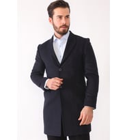 Dewberry Erkek Yün Karışımlı Palto Lacivert PLT8398 Günlük Dış Giyim, Şehir ve Ofis Stili, Seyahat Gardırobu