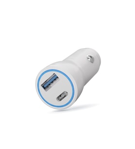 Polosmart PSM133 20W PD Hızlı Araç Şarj Cihazı Type-C + USB Çıkış Çift Port Akıllı Şarj Beyaz