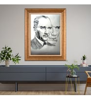 Altın Varaklı Paspartulu Çerçeveli Tablo hb554