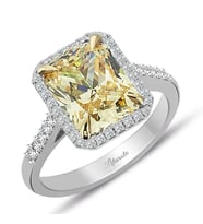 Pırlanta ve Sarı Topaz Baget Kesim Tektaş Yüzük
