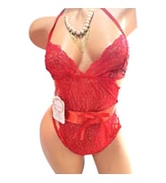 Fantezi Parlak Dantelli Tanga Bodysuit