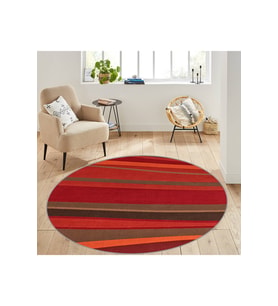 Rovigo Home Dijital Baskı Yıkanabilir Kaymaz Taban Yuvarlak Halı RVG7110 100x100 cm (Kırmızı)