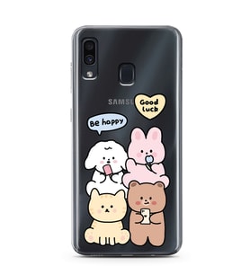 Samsung Galaxy A20/A30 Uyumlu Sevimli Ayıcıklar Desenli Şeffaf Telefon Kılıfı