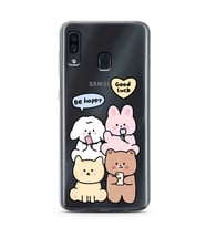 Samsung Galaxy A20/A30 Uyumlu Sevimli Ayıcıklar Desenli Şeffaf Telefon Kılıfı