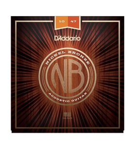 D'Addario NB1047 Nickel Bronze Akustik Gitar Tel Seti - 10-47 Extra Light (Profesyonel)  Kaplanmamış Premium Alaşım, Gitarın Doğal Ahşap Tonunu Öne Çıkarır, Berrak ve Odaklanmış Ses