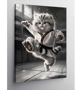 Kanvas Tablo Karateci Kedi