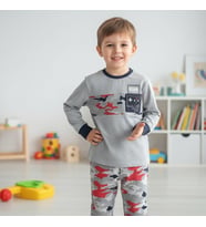 Erkek Çocuk Pamuklu Ready Baskılı Uzun Kollu 2'li Takım CB1076