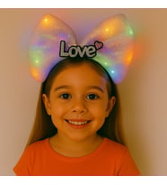 LED Işıklı Love Yazılı Pembe Fiyonk Taç – Kız Çocuk Parti Tacı