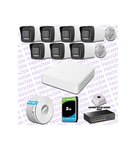 Provzen Hikvision 7 IP 4MP Hibrit ColorVu Güvenlik Kamerası Seti Olay Anında bildirim