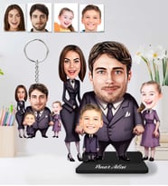 Kişiye Özel Aile Adams Family 4kişilik  Ahşap Biblo ve Anahtarlık 2 li set-33