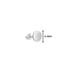 Taşsız Yuvarlak 6 MM Plaka 925 Ayar Gümüş Erkek Tek Küpe 1 Adet  BymissMücevherat