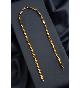 Hematit Doğal Taş Parlak Gold Yassı Kare Kesim 4x4mm Dizi [AA]
