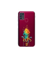 Samsung Galaxy M31 ile uyumlu Splash ahtapot tasarımlı şeffaf silikon kılıf
