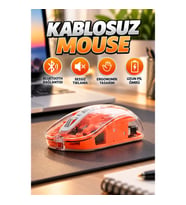 Şeffaf Kablosuz Bluetooth Mouse – Sessiz Tıklama ve Ergonomik Tasarım