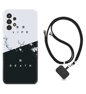 Samsung Galaxy M14 Kılıf Resimli Boyun Askılı İpli Desenli Silikon Life and Death 1339