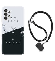 Samsung Galaxy M14 Kılıf Resimli Boyun Askılı İpli Desenli Silikon Life and Death 1339