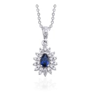 0.45 Karat Laboratuvar Pırlantalı Safir Kolye - HRD Sertifikalı