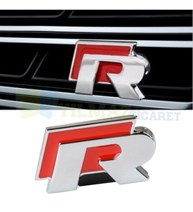 Volkswagen R Panjur Logo Amblem Paslanmaz Çelik Vidasız Kırmızı