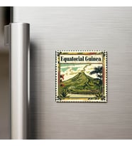Ekvator Ginesi Equatorial Guinea - Posta Pulu Temalı Ülke - Baskılı Buzdolap Magneti Kare - 9x9 cm