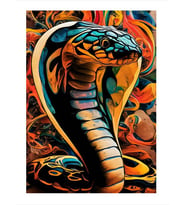 Renkli Kobra Yılan Art Mdf Tablo