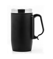Çift Katmanlı Kauçuk Taban 280ml Mat Siyah Kulplu Paslanmaz Çelik Termos Bardak Mug Kupa Çay Kahve