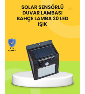 Güneş Paneli ile Şarj Olan 20 LED Dış Mekan Hareket Sensörlü Lamba