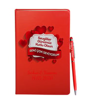 Sevgililer Gününe Özel Kırmızı Defter Kalem Hediye Seti 5