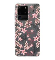Samsung Galaxy S20 Ultra Kapak Floral Kırmızı Tasarımlı Şeffaf Silikon Kılıf