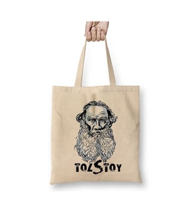 Tolstoy Yazar Beyaz Bez Çanta Uzun Saplı Alışveriş Çantası Plaj Çantası