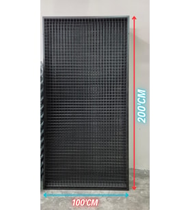 Raf Tel Pano Stand Duvar Askılığı - Ayakkabı Askılığı (- 100 cm x 200 cm -)-(-Sık Telli -) (Siyah)