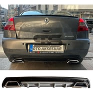 Renault Megane 2 Sedan Difüzör Arka Tampon Eki 2 Egzoz Çıkışlı Gri Lüx Tip