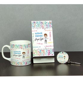 Matematik Öğretmeni Üçlü Set (Kupa + Telefon Standı + Anahtarlık) 004