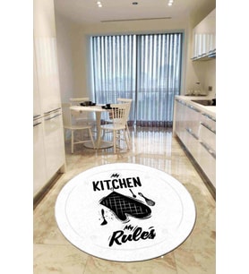 Beyaz Kaymaz My Kitchen My Rules Daire Mutfak Halısı AR851