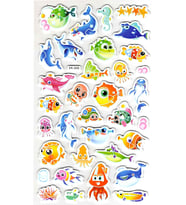 Sticker Eva Kabartmalı Stiker Çıkartma Defter Etiket (XK009) 14x24 cm - Deniz Hayvanları