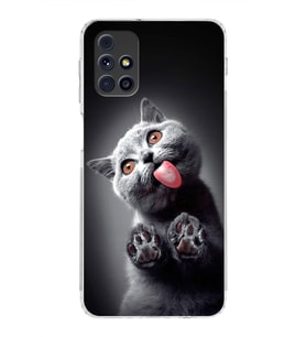 PrintiFy Samsung Galaxy M31s ile Uyumlu Kedi 2 Kamera Korumalı Şeffaf Kılıf