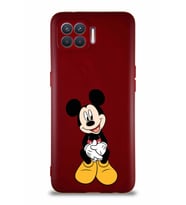 Oppo Reno 4 Lite Soft Premier Kapak Mickey Mouse-A Tasarımlı Silikon Kılıf - Mürdüm (Şeffaf)