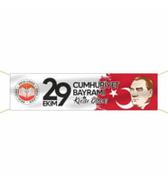 29 Ekim Cumhuriyet Bayramı Pankartı - 005 (Kırmızı)