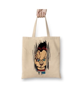 Here's Chucky Beyaz Bez Çanta Uzun Saplı Alışveriş Çantası Plaj Çantası