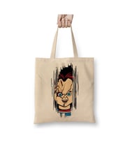Here's Chucky Beyaz Bez Çanta Uzun Saplı Alışveriş Çantası Plaj Çantası
