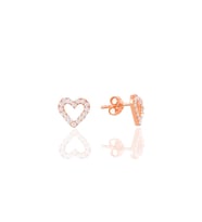 Söğütlü Silver Gümüş rose zirkon taşlı içi boş kalp küpe