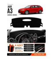AUDI A3 (2004-2008) Uyumlu Torpido Örtüsü Torpido Kılıfı - Siyah Gri
