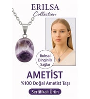 Sertifikalı AAA+ Oval Ametist Taşı Kolye - Gümüş Aparatlı Stresi Azaltır ve Zihni Arındırır (Çok Renkli)