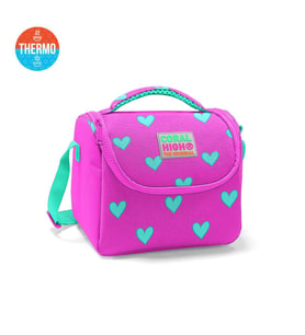 Coral High Kids Neon Pembe Su Yeşili Kalp Desenli Thermo Beslenme Çantası 11806