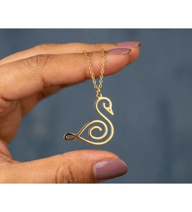 Kişiye Özel 925 Ayar Gümüş Minimalist Tasarım Kuğu Kolye (Gold)