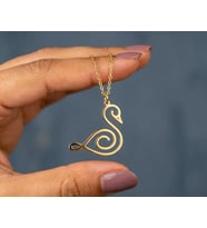 Kişiye Özel 925 Ayar Gümüş Minimalist Tasarım Kuğu Kolye (Gold)